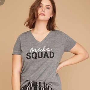 Lane Bryant Gray Bride Squad V Neck Tee Shirt Size 22/24